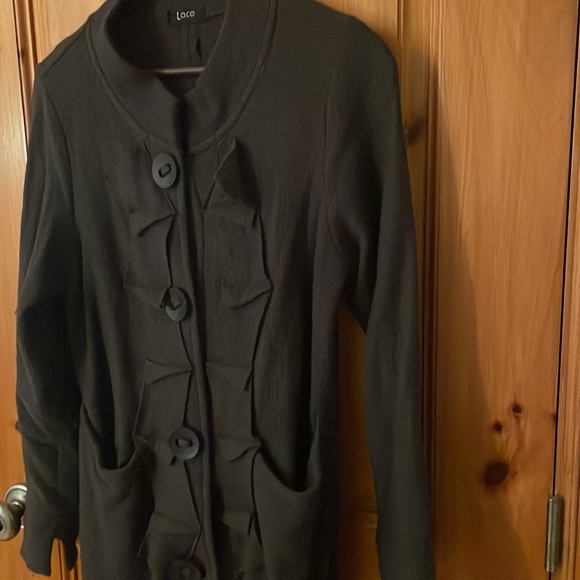 Wool ruffle coat Lace brand size small - Picture 4 of 6